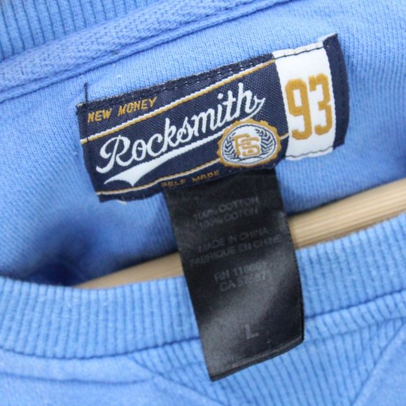 Vintage Rocksmith Crewneck Sweatshirt Mens Blue Embroidered Ninjas L 90's - Picture 6 of 9